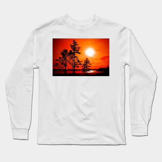 Sunset Long Beach Tofino Vancouver Island Canada Long Sleeve T-Shirt by AndyEvansPhotos